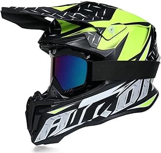 Motocross Helmet with Goggles Dual Sport Motorcycle Full Face Off Road Helmet DOT/ECE Approved MX MTB BMX ATV Off-Road Street Dirt Bike Downhill Enduro Helmet for Adult Men Women Matte Gray,L