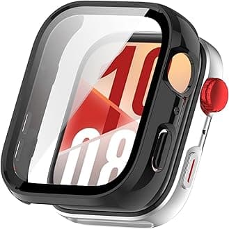 Disscool Full Coverage Case with Screen Protector Compatible with Huawei Watch Fit 4 PC and Real Glass Protective Case Cover Smart Watch Accessories(Smooth Black)