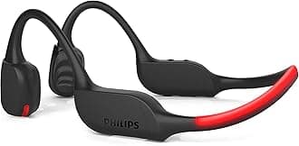 Philips A7607 Bone Conduction Headphones,Wireless Bluetooth Open-Ear Headphones Sound,AI mics,Noise Reduction,9-Hour Battery,Fast Charging,LED Safety Lights,IP66,App Control,Black