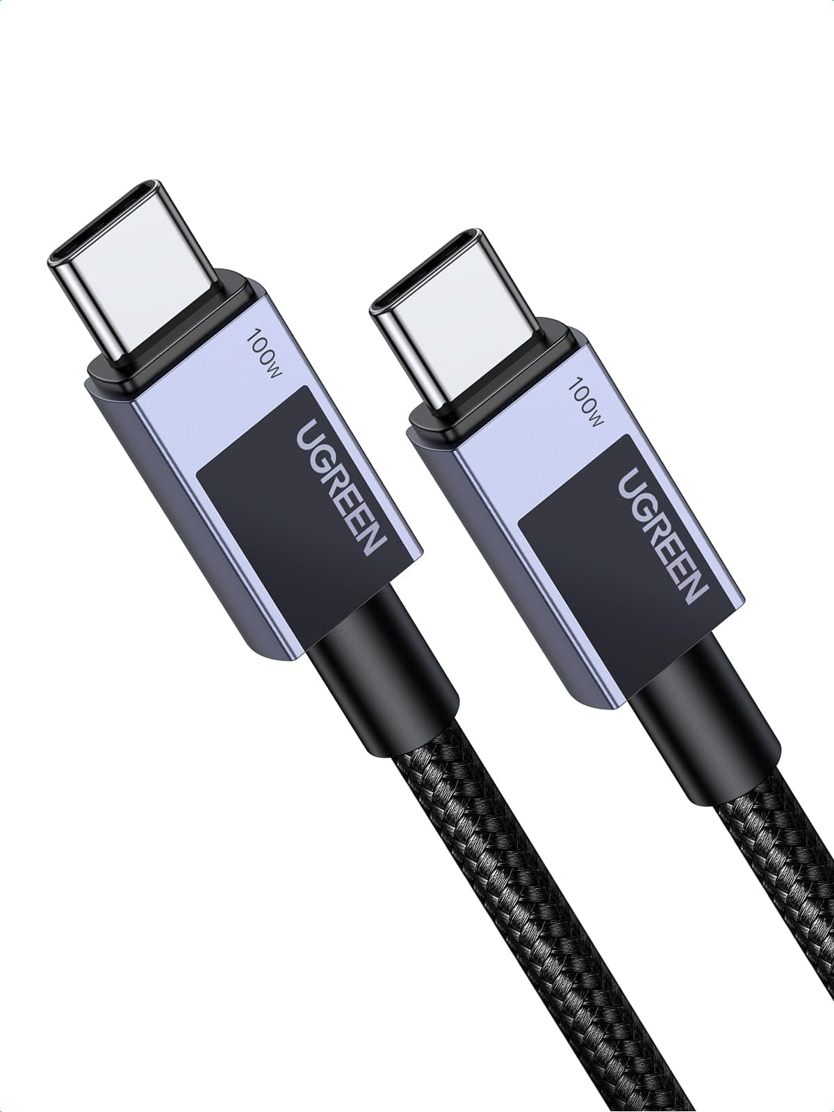 - USB-C & USB-C Cable, 100W, USB, PPS Compatible, Fast Charging, High Quality Stainless Steel Housing, Nickel-Plated, E-Marker Chip, Cable Tie, Heavy Duty Nylon Braid, Compatible with iPhone