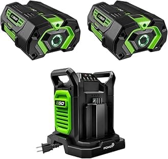 EGO Power+ 2 Pack of BA2800T 5.0 Ah Battery with Upgraded Fuel Gauge (3rd Generation) & CH2800D 56-Volt 280W Dual Port Charger