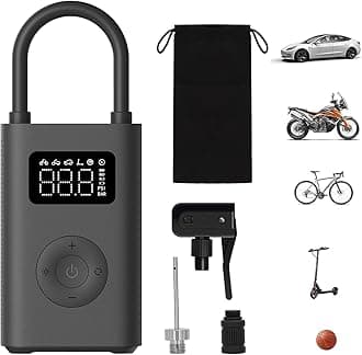 Portable Electric Air Compressor, 150 PSI Tire Inflator for Car, Scooter, Bike Tires and Balls - Cordless with Digital Pressure Detection
