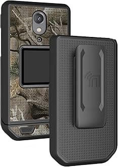 Case with Clip for CAT S22 Flip Phone, Nakedcellphone [Outdoor Camouflage] Slim Hard Shell Cover and [Rotating/Ratchet] Belt Hip Holster Holder Combo - Bush Camo Design