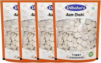 Dilbahar's Aam Choki 100G Pack Of 4 | Aam Papad Khatta Mitha | Dried Mango Papad Dry | Khatta Meetha Aam Papad Churan Pachak | After Meal Digestives Mukhwas Mouth Fresheners