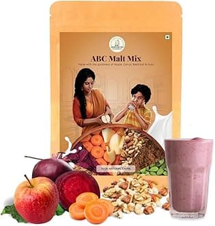 ABC Malt Mix | 500G |Apple, Beetroot, Carrot | No Preservatives | Zero White Sugar | Ready-to-Mix | Almond, Cashew, and Cardamom |Homemade & No Preservatives| Malt-Based Nutritional Mix | Natural Drink for Kids, Adults, Elders (500gms)