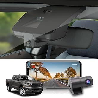 Fitcamx Front 2K+Rear 1080P Dash Cam Adapts for Ford Ranger 2019-2023 XL XLT Lariat (Has Rain Sensor), OEM Factory Style, Dual HD Video, WiFi & APP, Loop Recording, G-Sensor, Easy to Set, 64GB Card