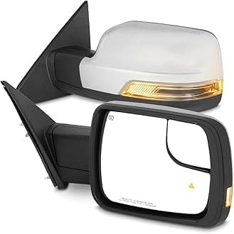 AKKON - Fit 2019-2024 Ram 1500 Power Heat Manual Folding Chrome Towing Mirror Pair w/LED Signal +Blind Spot Light+Sensor