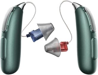 RIC Rechargeable Hearing Aids for Seniors, Clear Sound with AI Noise Reduction, Bluetooth Enabled, Easy RIC Design, All-Day Battery-Green