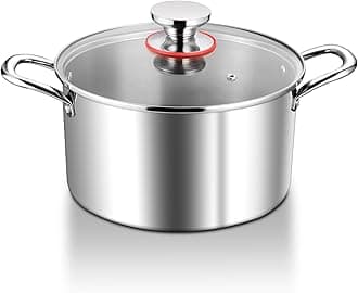 HaWare Stock Pot, 4.5L Tri-Ply Stainless Steel Soup Pot with Visible Lid, 22cm Cooking Stockpot for Induction/Electric/Gas/Ceramic, Healthy & Non Toxic, Easy Clean