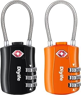 TSA Luggage Locks, [Newest Version][2 Packs] Diyife 3-Digit Security Padlock, Combination Padlocks, Code Lock for Travel Suitcases Luggage Bag Case etc.(Black&Orange)