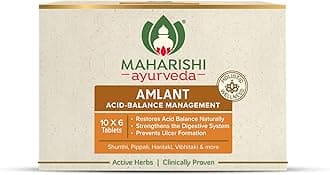 Maharishi Ayurveda Amlant For Acidity Heartburn Gas & Bloating, Strengthens Digestive System Helps in reducing Acidity Recurrence Quick Relief from Acidity Clinically Proven Enriched with Haritaki and other 14 other potent Herbs 60 Tablets Pack of 1