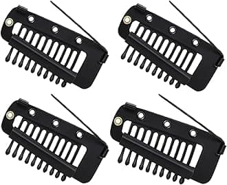 TEMPERIA (4pcs) Dupatta Clips for Brides - Bridal Saree Pallu Chunni Setting Holding Safety Pin for Head - Hair Patch Wig Clips for Women - Black