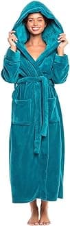 Alexander Del Rossa womens Robe, Long Plush Bathrobe With Hood, Hooded Robes for Women Plus Size Bath Robe Cozy