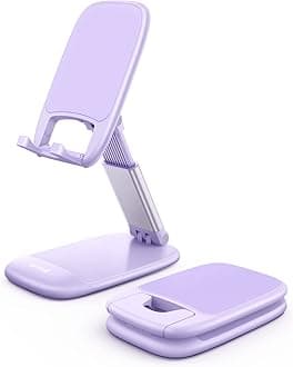 Lamicall Purple Phone Stand for Desk - Purple Cell Phone Holder Purple Desk Accessories Desktop Office Compatible with iPhone 15 14 13 Pro Max Mini, 12 11 XR X 8 7 6 Plus SE, 4-8'' Cellphone