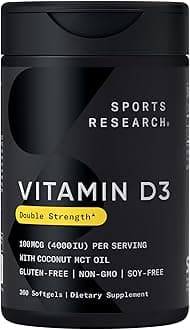Vitamin D3 4000 IU with Coconut MCT Oil - Double Strength Vitamin D Supplement - Gluten Free · Non-GMO · Soy Free - 360 Count Softgels
