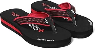 Doctor Walk Soft Comfort Flip Flops, Black and Red, Cushioned Thong Sandals Slipper for Women's
