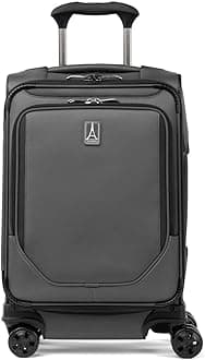 Travelpro Crew Classic Lightweight Softside Expandable Carry on Luggage, 8 Wheel Spinner Suitcase, Men and Women, Compact Carry On 20-Inch, Titanium Grey