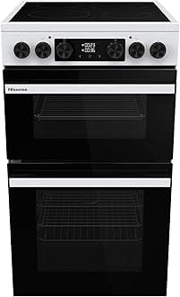 Hisense HDCEC5C10W Freestanding Ceramic Electric Cooker with Double Oven 69/43 Litres - White, A Rated Double Oven [Energy Class A]