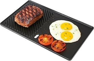 GFTIME 13191 43.4 x 23.6cm Cast Iron Griddle Plate for Landmann Triton 2, Landmann Miton 4 Gasgrill, Cast Iron Plancha Egg Chicken Frying Cooking Plate, 1 Pack