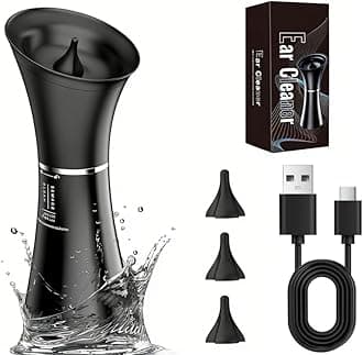 Ear Wax Removal Kit with 2 in 1 Water Tank & 4 Pressure Settings - Electric Ear Cleaning System with Smart Temperature Sensor, Safe Ear Irrigation Flushing -Black