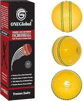 Incrediball Soft Practice Cricket Ball | Outdoor & Indoor Soft Rubber Cricket Ball With Core & Stitched Seam | For Honing Skills & Family Fun