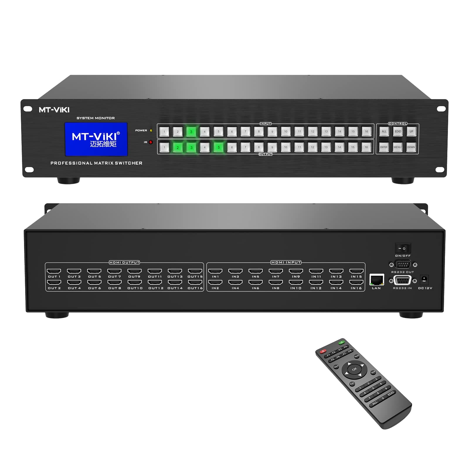 - Upgraded 4K HDMI Matrix Switch 16x16 Support Web GUI w/IR Remote, 4K@30Hz Rack Mount Switcher&Splitter, EDID, RS232, LAN Port, (Built-in US ADI Chip)