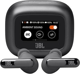JBL Live Beam 3 - True Wireless Noise-Cancelling Stick-Closed Earbuds, 48Hrs Total Playback, Wireless Charging, 6 Mics for Perfect Calls, Multi-Point Connection, IP55 Waterproof and dustproof (Black)