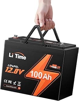 - 12V 100Ah RV Lithium Battery,Group 24 Rechargeable LiFePO4 Battery with Up to 15000 Cycles, 1.28kWh and Higher Energy Density, Perfect for Trolling Motors, Boat, Marine, Solar etc.
