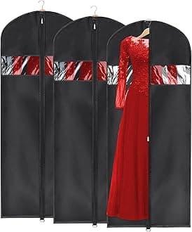 Univivi Garment Bag Suit Bag for Storage and Travel 60 inch, Anti-Moth Protector, Washable Suit Cover for Dresses,Suits,Coats,Set of 3