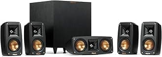 Klipsch Black Reference Theater Pack 5.1 Surround Sound System, 5x4.5x8