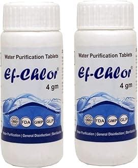 Ef-Chlor 4gm Overhead & Underground Tank Water Purification Tablets - Combo Pack of 2 Jars (40 Tablets) | Purify 40000L of Water | 1 Tablet Purifies 1000L Water | Reliable Water Treatment Solution