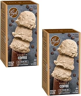 Premium Coffee (2) Ice Cream Mix For Ice Cream Maker. Simple, Easy, Delicious. From Gourmet Mix To Maker in 5 Minutes, Makes 2 Creamy Quarts, Made in USA. (2 Pack, Coffee)