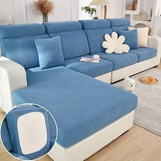 Stretch Sofa Covers for Cushion Couch,Universal Wear Resistant Slipcover with Elastic Bottom,Magic Couch Cover Furniture Protector,Anti-Slip L Shape Sofa Cover,Headrest Cover,Weave-Lake Blue