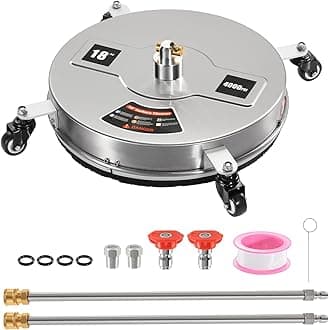 WICHEMI 18 Inch Pressure Washer Surface Cleaner, Pressure Washer Attachments with 4 Wheels, Stainless Steel Power Surface Cleaner for Pressure Washer for Cleaning Driveways, Sidewalks and Patios