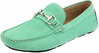 Amali Mens Plush Microfiber Faux Suede Slip On Loafer Driving Shoe with Buckle