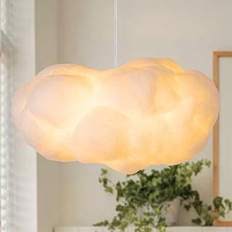 Arturesthome 2-Light White Cloud Pendant Light,Modern Fluffy Cotton Chandelier LED Ceiling Hanging Light Fixture for Bedroom Hotel Restaurant Cafe-19.65in
