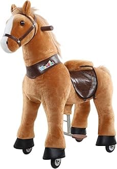 Ride on Horse Riding Horse Pony Cycle Toy, 30.1 Inch Height Riding Pony Ride Plush Rocking Mechanical Walking Animal with Wheels No Battery Size 3 for Kids 3 to 4 Years M345