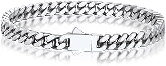 Bandmax Mens Hip Hop Cuban Link Bracelets 5/7/9/12MM Stainless Steel Miami Curb Chain Bracelet Silver/Gold Plated/Black Wristlet Chains for Men 7"-9"
