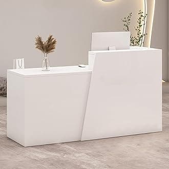 Retail Reception Desk with Storage, Modern Checkout Counter for Store, Anti-Scratch Front Desk for Salon, Boutique, Cafe – Easy Assembly A 70.9" × 16.5" × 39.4"