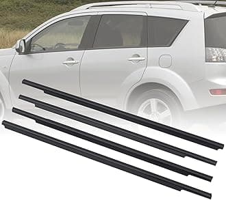 MotorFansClub 4Pcs Weatherstrip Window Sealing Fit for Mitsubishi Outlander 2006 2007 2008 2009 2010 2011 2012 Sealing Strip Door Trim, Black Color