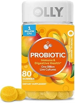 OLLYProbiotic Gummy, 1 Billion CFUs, Immune and Digestive Support, Chewable Probiotic Supplement, Mango, 80 Count