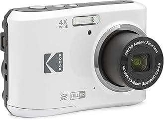 PIXPRO FZ45-WH 16MP Digital Camera 4X Optical Zoom 27mm Wide Angle 1080P Full HD Video 2.7" LCD Vlogging Camera (White)