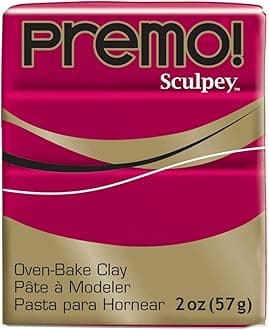 Premo Polymer Oven-Bake Clay, Alizarin Crimson Hue, Non Toxic, 2 oz. bar, Great for jewelry making, holiday, DIY, mixed media and home décor projects
