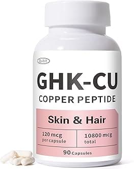 GHK-Cu Copper Peptide Supplement for Skin & Hair, Easy to Absorb, Precisely Dosed – 90 Vegan Capsules