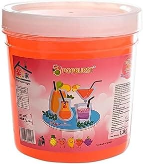 CNMART Fruity Popping Boba - Bursting Tapioca Pearls for Bubble Tea, Drinks & Dessert Toppings, 1.3kg (Peach)