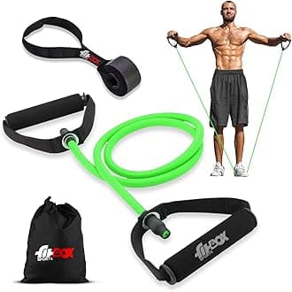 FitBox Sports Toning Tube with Door Anchor | Resistance Exercise Band | Comfortable Handles - Ideal for Physical Therapy, Strength Training, Muscle Toning - Green