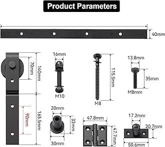 BotaBay Upgraded Bi-Folding Sliding Barn Door Hardware Kit for 2 or 4 Doors Folding Door Lifting Rail with Black Track J Shape Roller, Doors not Included (60in)