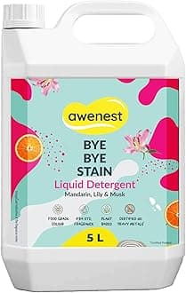 awenest 5 L Natural Laundry Liquid | Plant-based Bioactives | Top and Front Load | Organic, Eco-friendly, Biodegradable, Herbal | Removes Tough Stains | Long Lasting Fragrance | Fresh, Soft Clothes