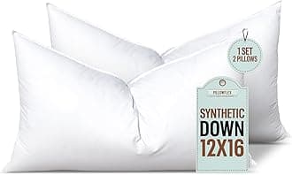 Pillowflex Set of 2 Synthetic Down Alternative Pillow Inserts for Shams (12 Inch by 16 Inch)