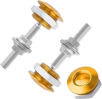 carleef 2PCS Hood Pins Kit for Car with Spacers & Screws,Aluminum Alloy Bumper Quick Release for Engine Cover Protection,Universal Push-Button Quick Latch Car Accessories (Gold), 1.01x1.01x0.6 inch
